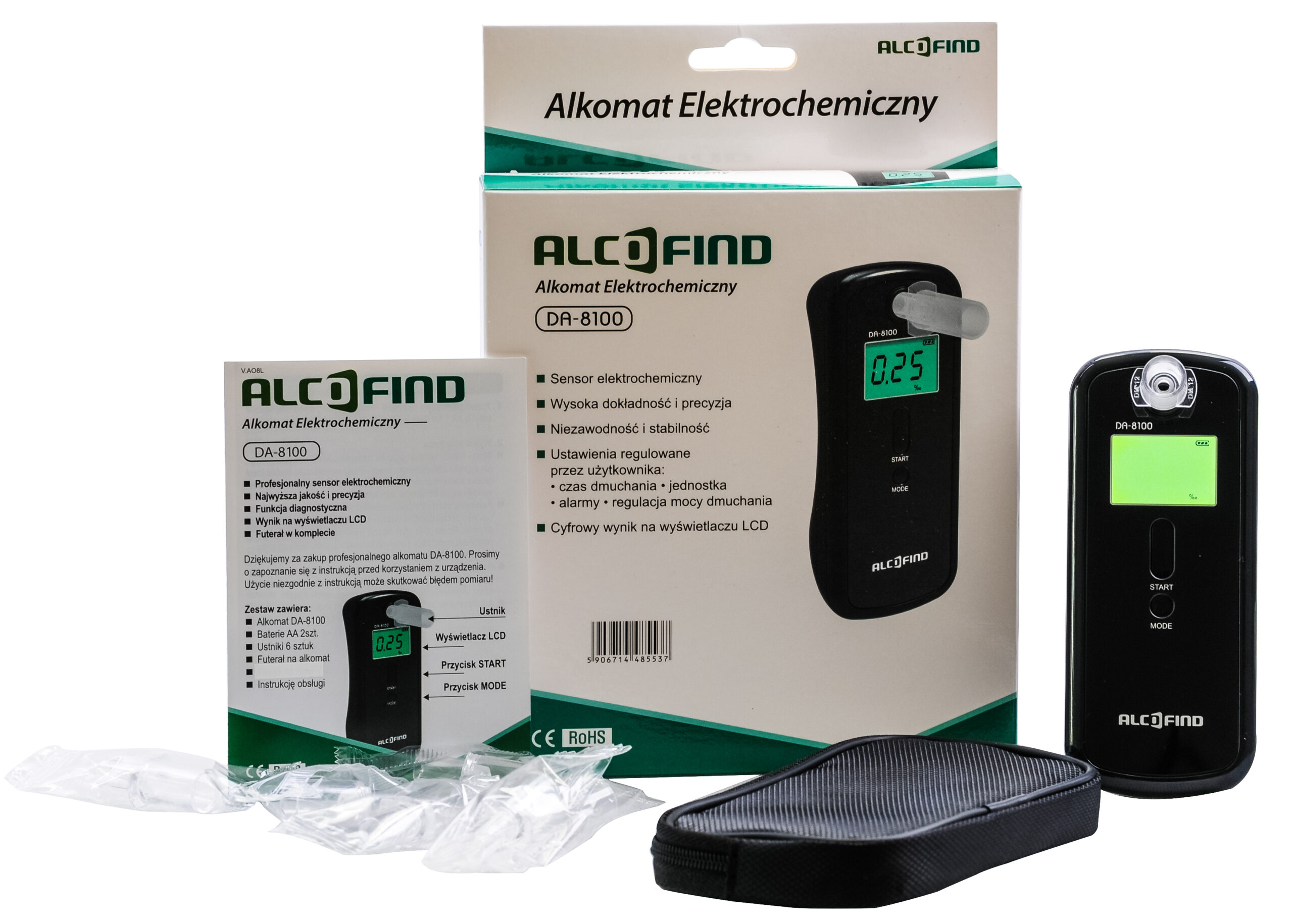 Alkomat marki AlcoFind DA8100 + 10 lat Gwarancji plus nielimitowane kalibracje